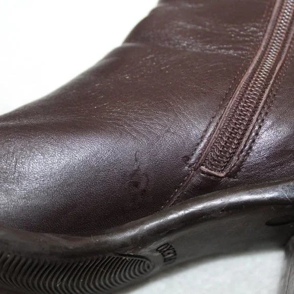 Vtg Enzo Angiolini womens boot size 8.5 brown leather chunky heel square toe 90s - Picture 12 of 12